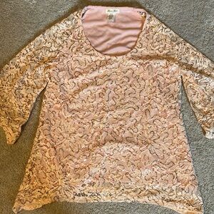Brittany Black Light Pink Sequin 3/4 sleeve top Small